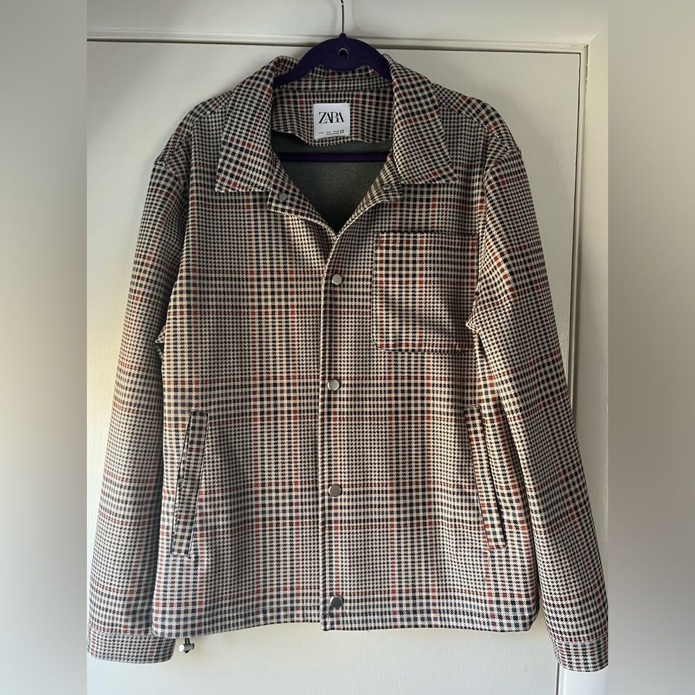 Zara Plaid Button-Front Jacket